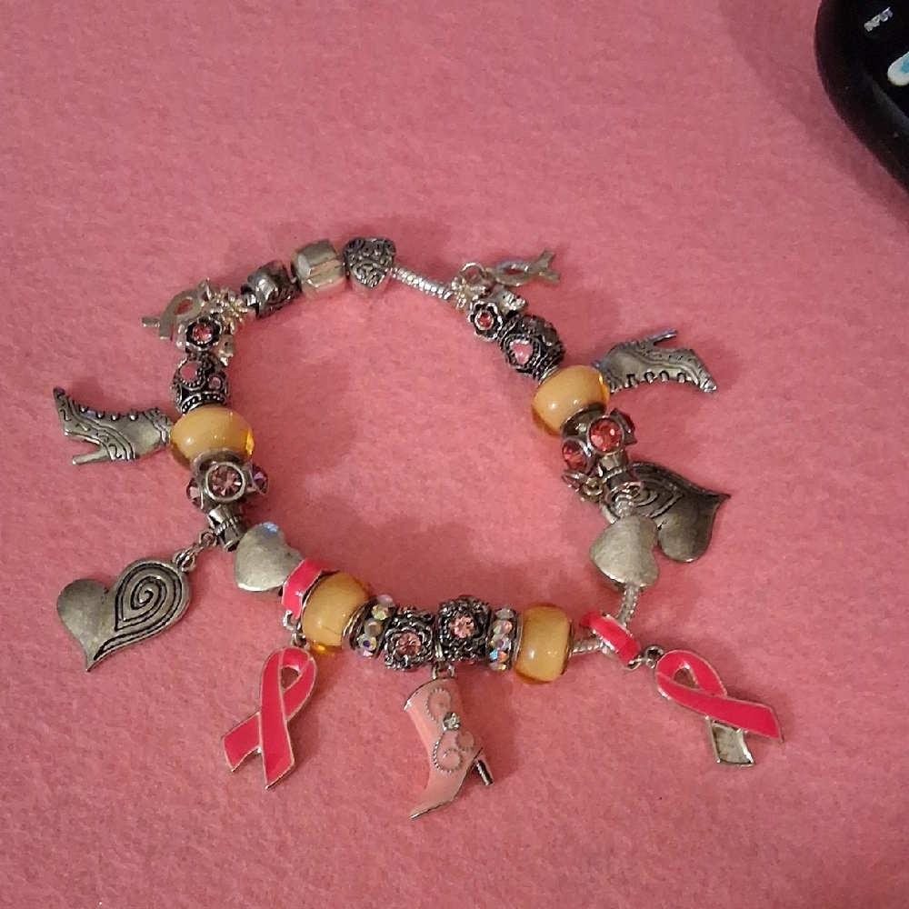 Charming Silver and Pink Women's Bracelet